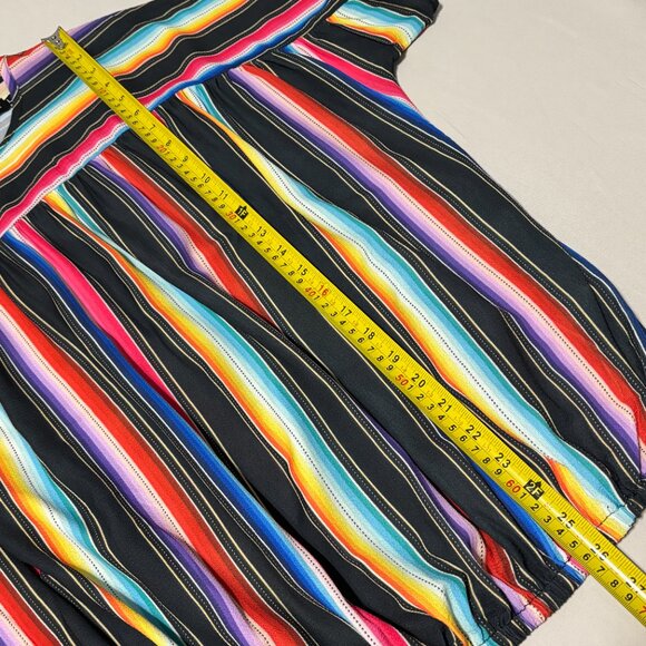 Merigold Kiss Multicolor Stripe Top Women’s Large Short Sleeve Boho Peasant - Picture 8 of 8